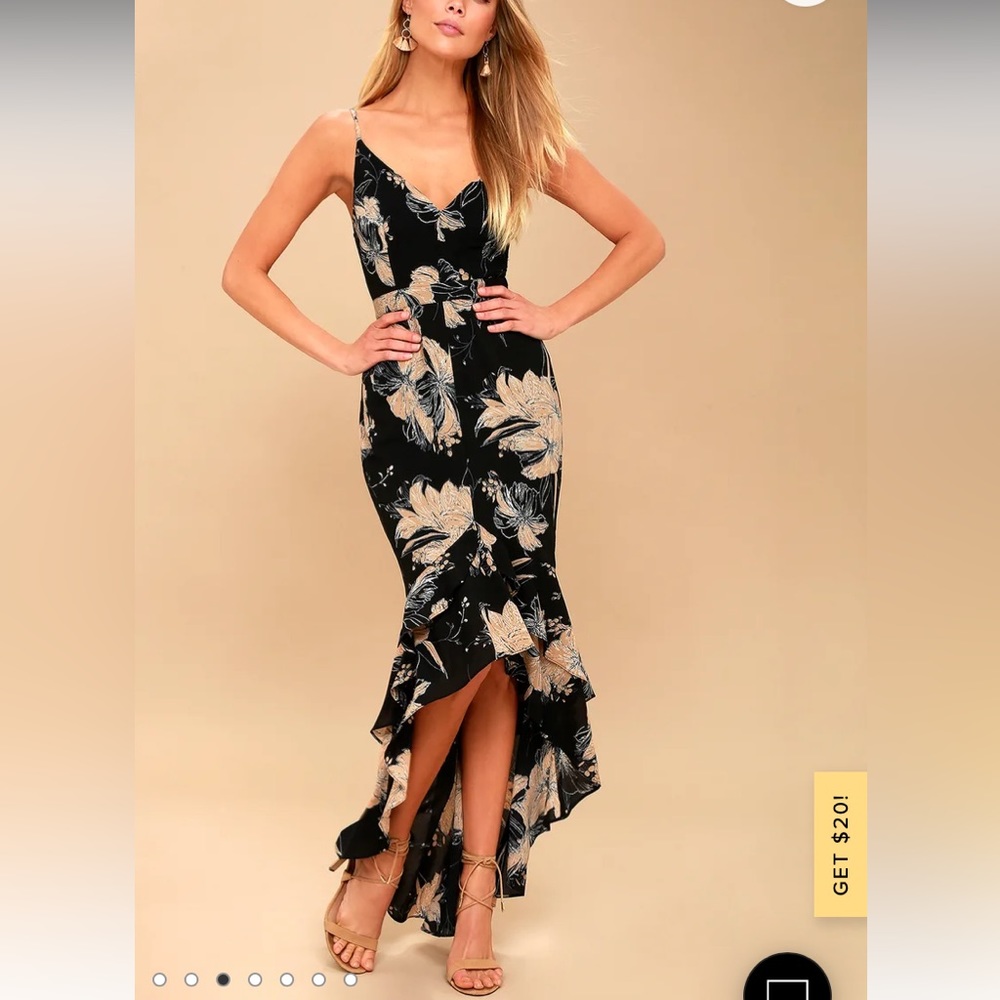 Lulus Elegant Floral Print High-Low Dress
